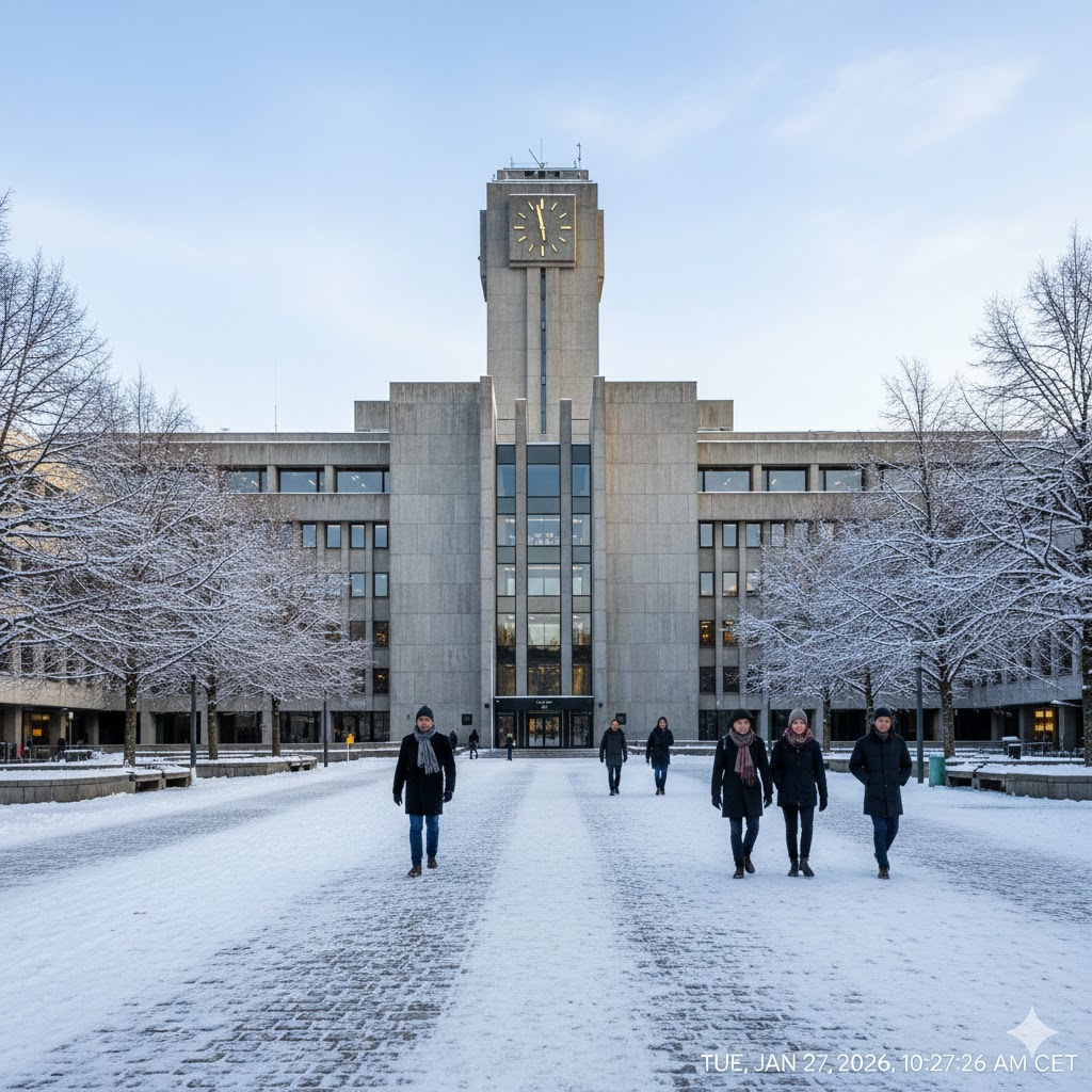 The architectural facade of Norges Bank in Oslo, symbolizing Norwegian monetary policy and stability.